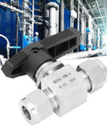 DANAIXZ 304 stainless steel needle valve with black T-handle, 2-way high-pressure flow control.