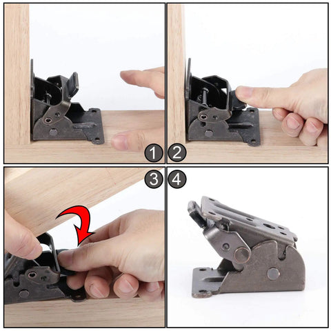 Step-by-step guide showing the Built Tough Folding Table Leg Brackets With Self Locking Hinge in action during setup.