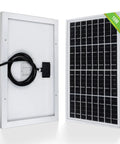 Front and back view of a 10W Portable Solar Panel Charger For 12V Battery And Gate Opener, with a monocrystalline solar cell.