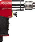 Side view of Mini 1/4 Inch Pneumatic Drill With Brass Bushings And Comfortable Rubber Grip, 2800 RPM Impact Tool For Tight Spaces.