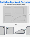 Graphene Thermal Blackout Curtains For Bedroom And Living Room, 100 Percent Light Blocking Window Coverings, cuttable DIY blinds