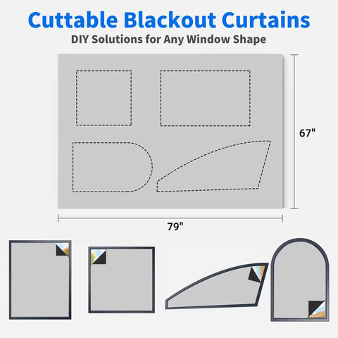 Graphene Thermal Blackout Curtains For Bedroom And Living Room, 100 Percent Light Blocking Window Coverings, cuttable DIY blinds