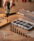 Using DIY Self-Tapping Screws Assortment Kit 560-Piece M2 And M3 Metal Fasteners with drill on wood for home repair project