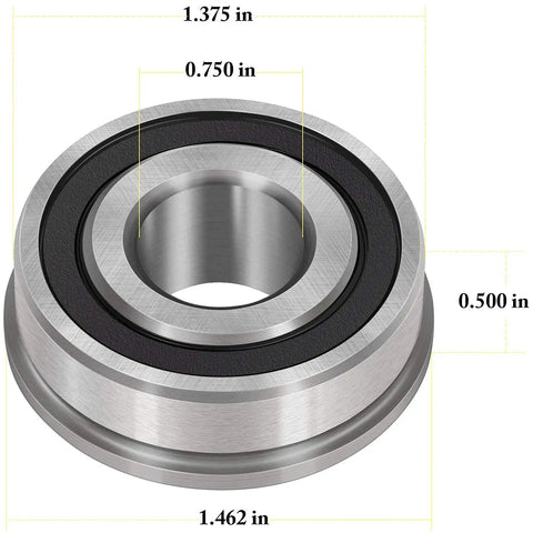 10 Pcs Flanged Ball Bearing Set Three Quarters Inch Inner Diameter And One And Three Eighths Inch Outer Diameter Lawn Mowers Wheelbarrows Carts Hand Trucks Replacement 532009040 AM118315 AM127304 10513 251210 Chromium Steel Built Roll Duty, 3/4 x 1-3/8 in