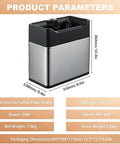 Electric Coffee Knock Box And Portafilter Cleaner With Dual Brush Heads, Automatic Filter Holder Scrubber, stainless steel design.