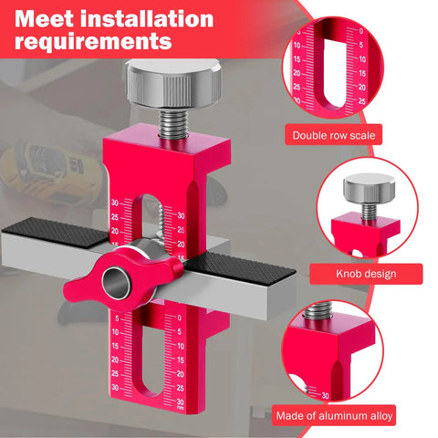 Portable Aluminum Alloy Cabinet Door Positioner Tool For A No Brainer Easy And Precise Installation And Time Saving Performance with double row scale and knob design