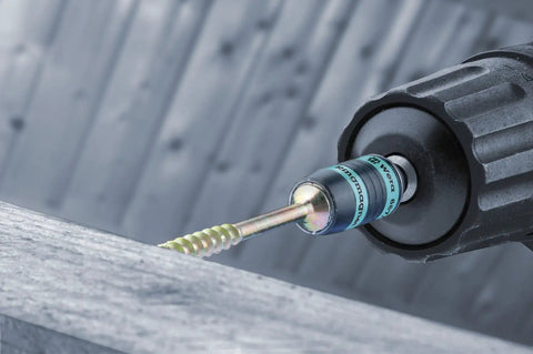 Quarter Inch Ring Magnet Bit Holder For Screwdrivers 887 4 RR SB Magnetic Bit Retainer attached to a power drill