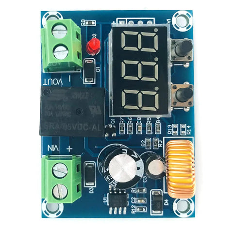 Heavy Duty 12 To 36 Volt Low Voltage Protector For Lithium Batteries No Hassle Auto Cut Off Switch With Crisp Digital Readout and Tight Voltage Control Pack Of Two, electronic circuit board with digital display.