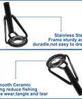 8 Piece Fishing Rod Tip Repair Kit With Stainless Steel Frame And Wear Resistant Ceramic Rings For Quick Fixes And Long Lasting Durability Includes Sizes 1.8x6 2.0x6 2.2x6 1.8x8 2.0x8 2.2x8 2.4x8 2.6x8 black rod tip guide with ceramic ring