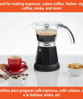 6 Cup Or 3 Cup Electric Espresso Maker Black Coffee Machine For Cuban Coffee Moka And Espresso Drinks, front view