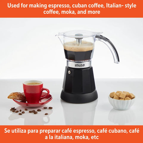 6 Cup Or 3 Cup Electric Espresso Maker Black Coffee Machine For Cuban Coffee Moka And Espresso Drinks, front view