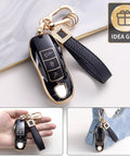 Porsche Key Fob Cover With Leather Lanyard, Built To Last 360 Degree Protection For Macan Cayenne Panamera 911 Boxster Cayman 718