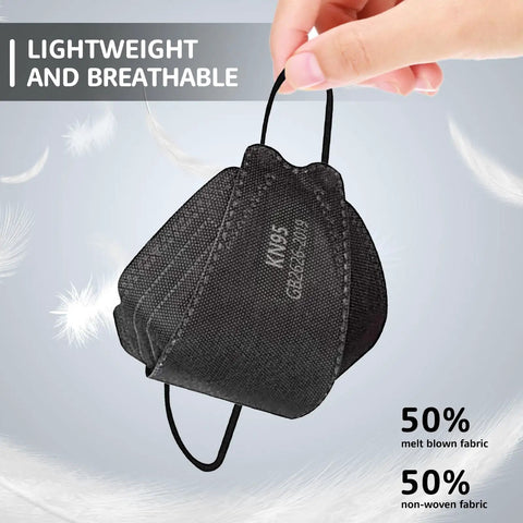 KN95 Face Masks 50 Pack Breathable Comfort Disposable Respirator Masks For Daily Use Black High Filtration Efficiency Over 95 Percent Lightweight Yet Protective Great For Work Travel And Everyday Safety On The Go
