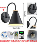 Two Pack Battery Operated Wireless Wall Sconces With Remote Dimmable Bulbs No Wiring Needed For Chic Indoor Decor product image