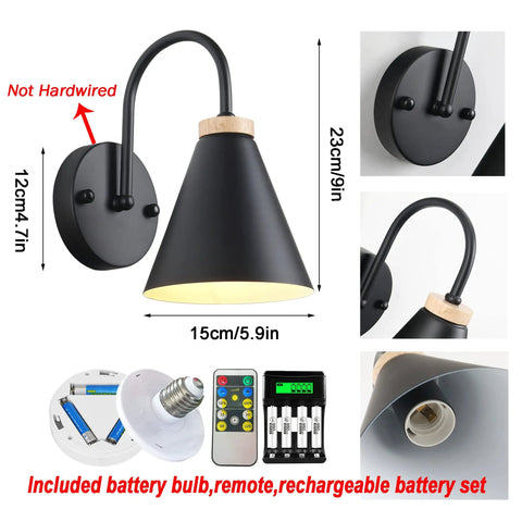 Two Pack Battery Operated Wireless Wall Sconces With Remote Dimmable Bulbs No Wiring Needed For Chic Indoor Decor product image