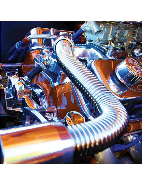 24-inch stainless steel radiator flexible coolant hose kit in car engine bay
