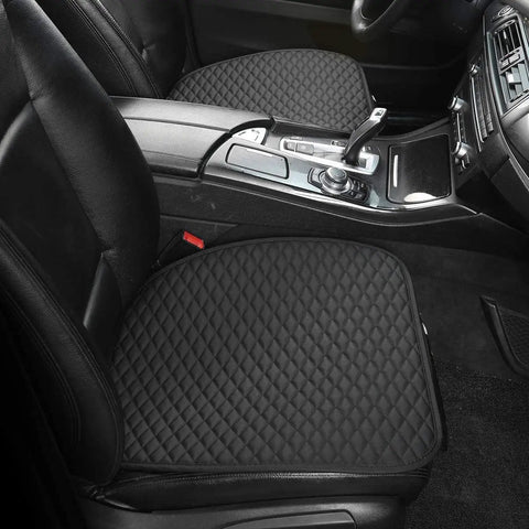 PU Leather Car Seat Bottom Protector Covers Set, 2 Front Seat Pad Mats Plus 1 Rear, Universal Fit, Black, 5 Layer