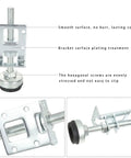 Heavy Duty Furniture Leveling Feet Set 8 Adjustable Load Levelers with screws and wrench, 4.33 inch metal bracket, no-slip base.