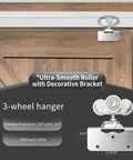 Interior Box Rail Sliding Door Hardware Kit With Wall Mount Box Track For Barn Doors 48 Inch Sliding Rail and 3 Wheel Hanger