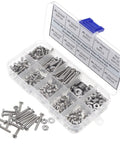 Top Shelf Three Zero Four Stainless Steel SixThirtyTwo Unc Phillips Pan Head Screw Hex Nut And Flat Washer Assortment Kit in organized case.