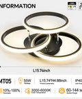 15.74 Inch Dimmable LED Flush Mount Ceiling Light With Remote Control 3000K To 6500K Three Color Dimming Circle Modern Chandelier