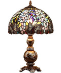 Wisteria Flowers Butterflies Tiffany Style Stained Glass Table Lamp With A 12 Inch Wide Lampshade And 19 Inch Tall Handmade Craftsmanship