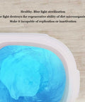 Inside view of No Sweat Portable Washing Machine 3.6 Kg Double Barrel Automatic Laundry Cleaner showing blue light sterilization.