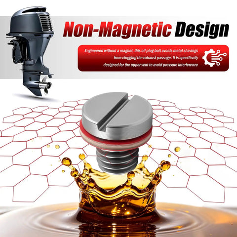 Heavy Duty M8x1.25 Lower Unit Drain Plug Seal Compatible With Yamaha OEM 688-45341 Stainless Steel Prevents Rust And Leaks For Superior Engine Maintenance Reliability, non-magnetic oil plug