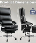 Cloud-Like Comfy Office Chair With Footrest dimensions and 400lbs capacity display