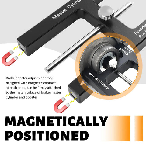 Brake Booster Adjustment Tool With Magnetic Push Rod For Master Cylinder And Braking Distance Tuning Dialed In Brakes Precision Brake Response Enhancer For Automotive Tools Easy Setup Durable Build Realistic No Fuss Brakes Adjustments, magnetic contact close-up
