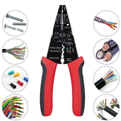 8 Inch Multi Tool Wire Stripper Crimper and Bolt Cutter for Electricians Long Nose Pliers 10 to 22 AWG Wire Cutting