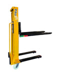 Self Loading Electric Pallet Stacker With 2116 Lbs Capacity And 51 Inch Lift Height, compact design for easy movement in tight spaces.