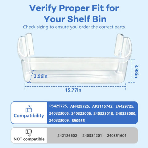 Two Pack Refrigerator Door Bin Shelves For Side By Side Models Fits Frigidaire Electrolux Bottom Door Slots Clear Double Unit