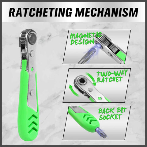 232-Piece Ultimate Screwdriver Bit Set For Impact Drivers And Wrenches With Cr-V Steel showing ratchet wrench details