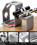 Heavy Duty Bicycle Wheel Holder And Tire Repair Stand with Three Position Angles, metal build, smooth finish, clamp visible