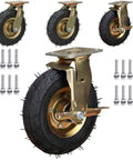 Heavy Duty Castor Wheels Built Tough And Rollin Smooth For Warehouse Floors with air-filled tires and metal bracket.