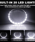 Magnifier demonstrating 3 light modes with 20 LEDs for 30X Rechargeable Magnifier With Light, 4.33 Inch Large Handheld LED Magnifying Glass