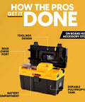 Badass Pro Grade 4 Gallon Cordless Wet Dry Shop Vacuum With 24V Lithium Ion Battery Toolbox Design showing toolbox design with rear blower port.