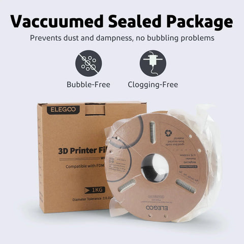 ELEGOO PLA Plus white 1.75mm 1 kg filament spool with vacuum-sealed packaging (front view)