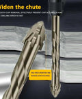 5-piece high-strength 4-tooth eccentric drill bit set with hex shanks for concrete, glass, cast iron, tile, and wood