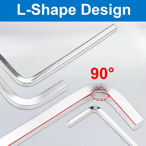Four Piece L Shaped Square Head Wrench Set With 3mm 4mm 5mm And 6mm Sizes, Ergonomic Steel Wrenches Built For Quick Furniture Assembly And Appliance Repairs, Pro Grade Handy Kit In Steel Color showing L-shape design