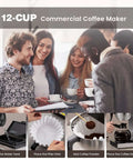 12 Cup Commercial Drip Pour Over Coffee Maker With Two Glass Carafes And Warmers Stainless Steel Brew Station in use