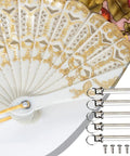 Intricate folding hand fan with 25mm copper shaft fasteners from Hand Fan Repairing Kit; nails and rivets shown.