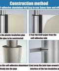 Construction steps for installing Self Seal Rubber Pipe Wrap Insulation With Aluminum Foil Layer on a pipe