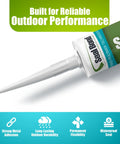 Gutter Sealant For Aluminum Gray And White, Durable Professional Grade Sealant For Gutters, Seams, And Downspouts, No Shrinkage With 100 Percent Solids Hybrid Polymer For Residential And Commercial Use tube with nozzle.