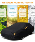 Heavy Duty All Weather Tough As Nails Sedan Car Cover Waterproof Anti UV Windproof Outdoor Full Car Cover in outdoor setting