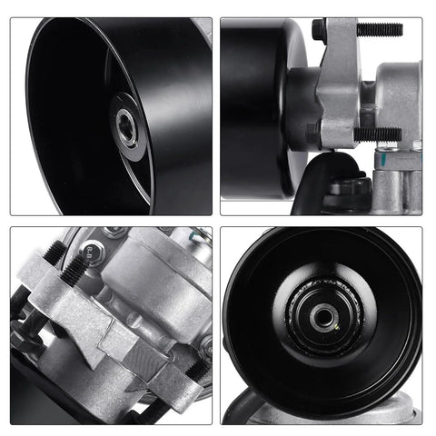 TAUTOY vacuum pump for Ford Econoline; front and side views show black pulley and silver mounting bracket.