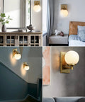 Retro Globe Glass Wall Sconce With White Globe Shade Hardwired Industrial Vanity Light for bathroom, hallway, or kitchen.