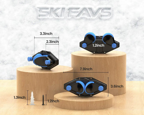 Sleek Ski Wall Mount And Snowboard Storage Rack For Garage Walls Featuring Scratch Guard Rubber Grips And Multi Pole Side Hooks For A Badass Winter Setup 1 Pack, dimensions shown.