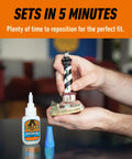 Hands repairing a lighthouse model using All Purpose Super Glue XL Clear Glue 25g Pack Of 2 For Fast Setting And Strong Bonds.